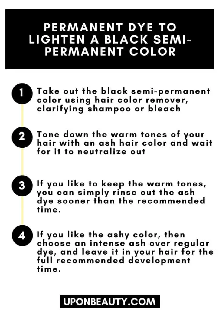 can you put permanent dye over semi permanent to lighten black semi permanent color