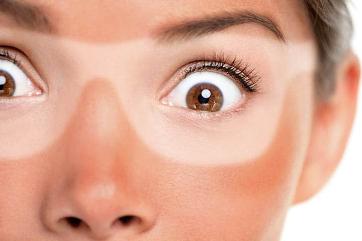 You may end up with uneven tan if you use makeup in a tanning bed