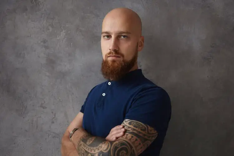Man with bald shiny head