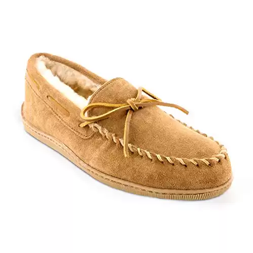 Minnetonka Men's Sheepskin Hardsole Moccasin Slippers