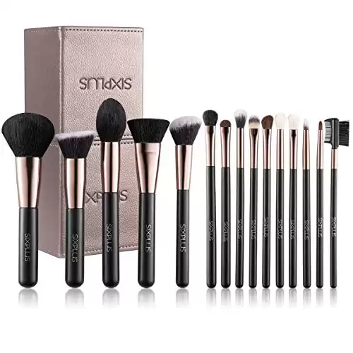 SIXPLUS 15Pcs Coffee Makeup Brush Set