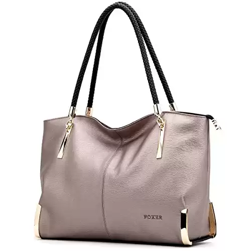 FOXER Large Leather Tote Handbag for Women