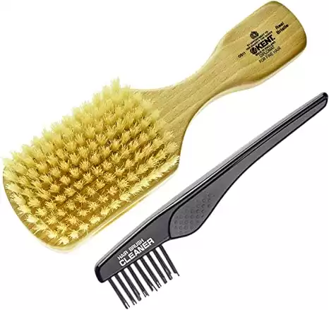 Kent OS11 Military Club Hair Brush and Facial Brush for Hair and Beard Care + LPC2 Brush Cleaner